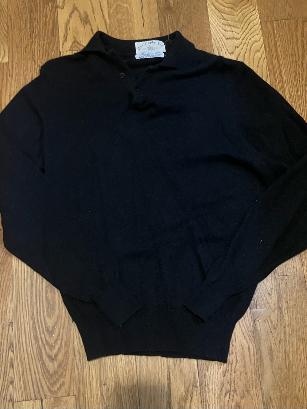 Vintage Viyella Men's Merino Cotton Sweater Size 40 Henley Black Christopher Ltd